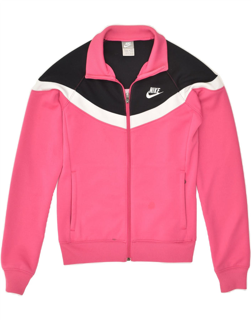 NIKE Womens Tracksuit Top Jacket UK 10/12 Medium Pink Colourblock | Vintage Nike | Thrift | Second-Hand Nike | Used Clothing | Messina Hembry 