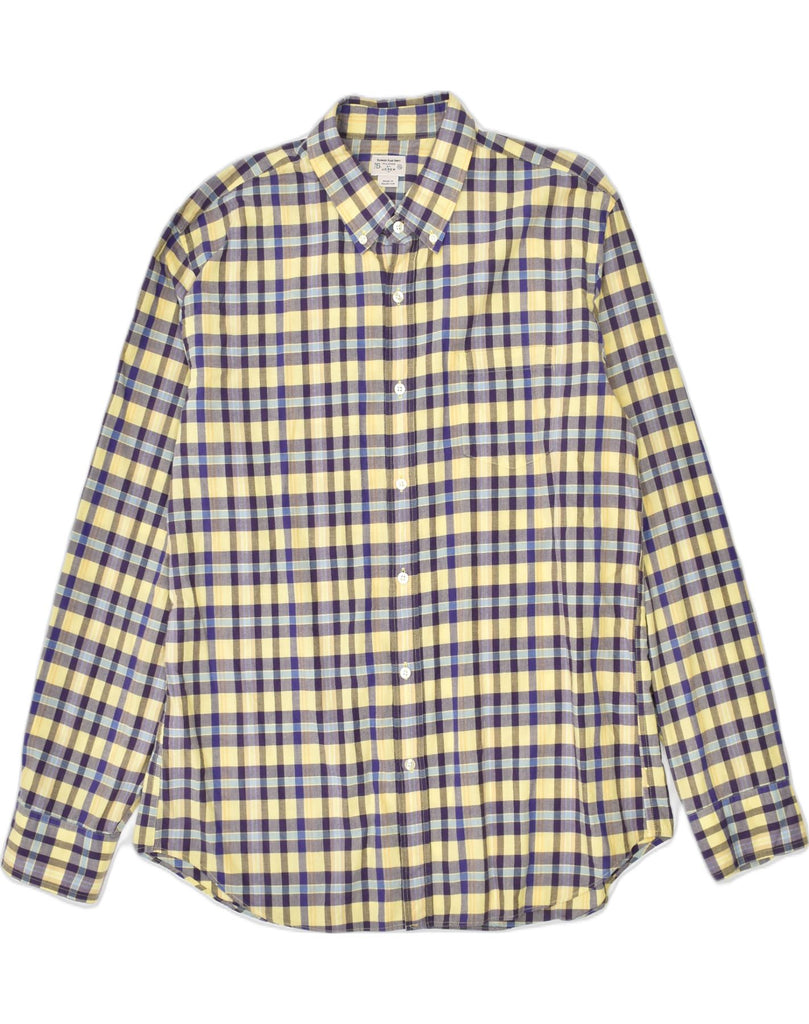 J. CREW Mens Tailored Fit Shirt XL Yellow Check Cotton | Vintage | Thrift | Second-Hand | Used Clothing | Messina Hembry 