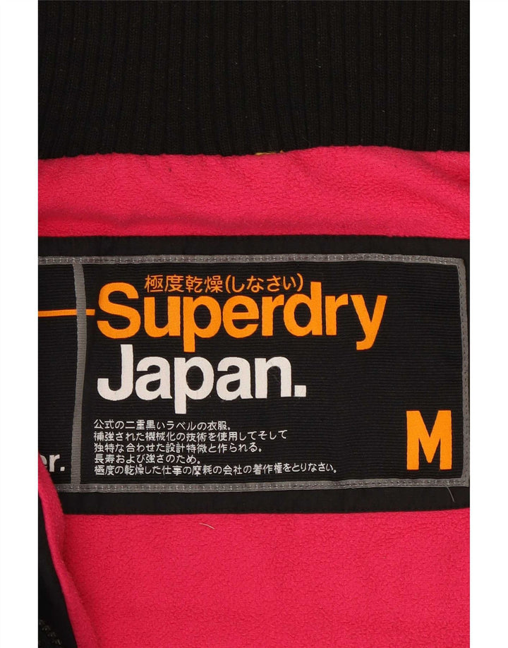 Superdry Womens Hooded Windbreaker Jacket UK 14 Medium Black Nylon