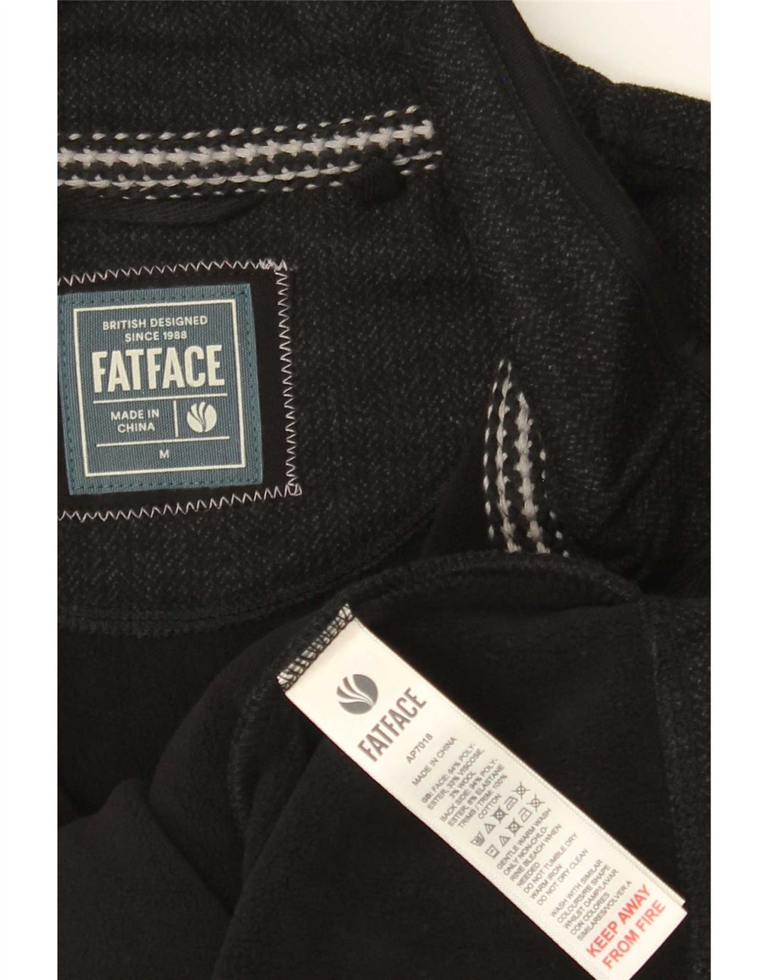 Fat Face Mens Zip Neck Fleece Jumper Medium Grey Polyester