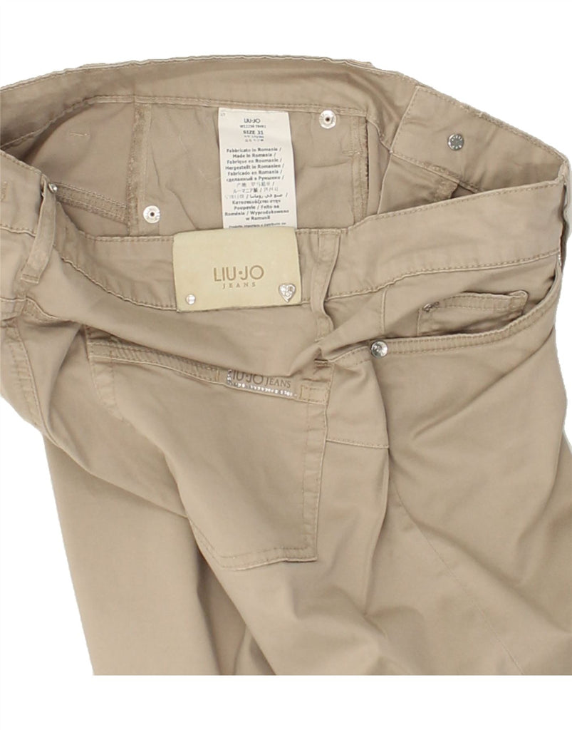 LIU JO Womens Straight Cropped Trousers W31 L24  Beige Cotton | Vintage Liu Jo | Thrift | Second-Hand Liu Jo | Used Clothing | Messina Hembry 