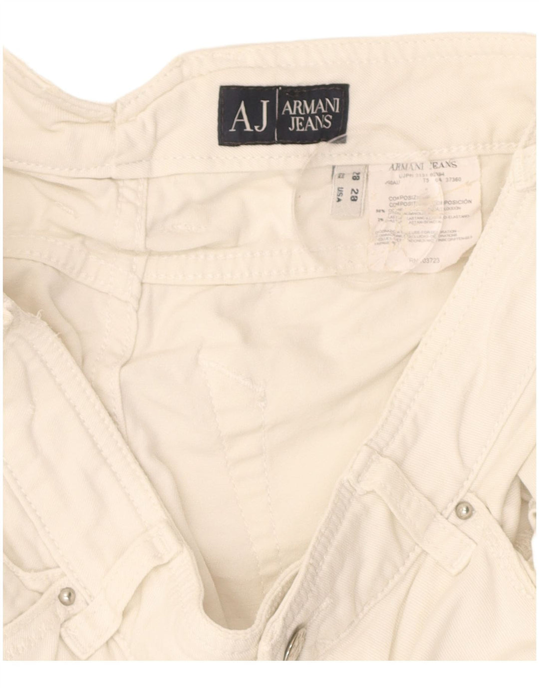 ARMANI Womens Straight Casual Trousers W28 L33 White Cotton