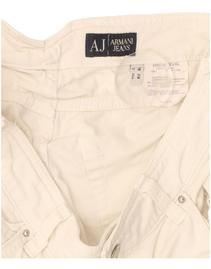 ARMANI Womens Straight Casual Trousers W28 L33 White Cotton