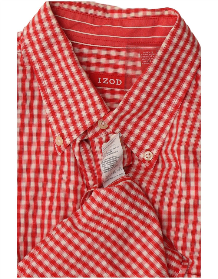 IZOD Mens Shirt Medium Red Gingham Cotton
