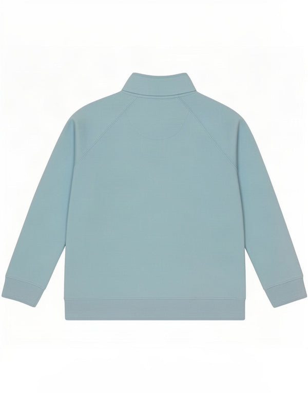 Crew Clothing Womens Zip Neck Sweatshirt Jumper UK 16 Large Blue Cotton