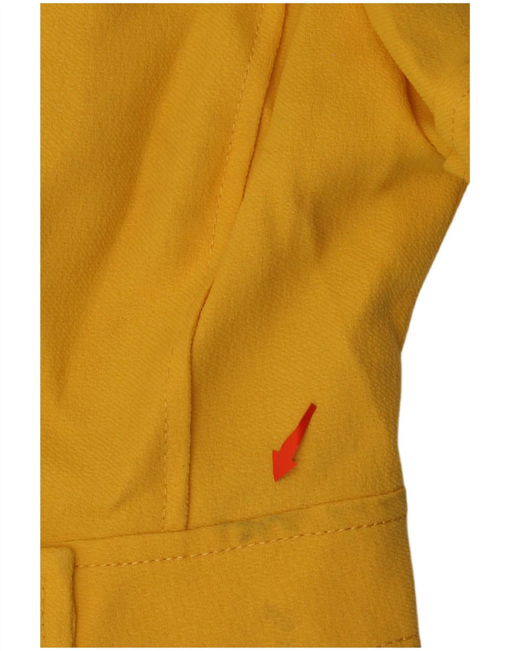 VINTAGE Womens Short Sleeve 4 Button Blazer Jacket UK 14 Medium Yellow