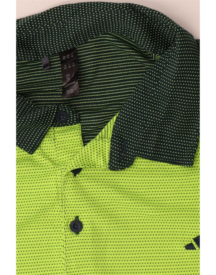 Adidas Mens Polo Shirt 2XL Green Colourblock Polyester