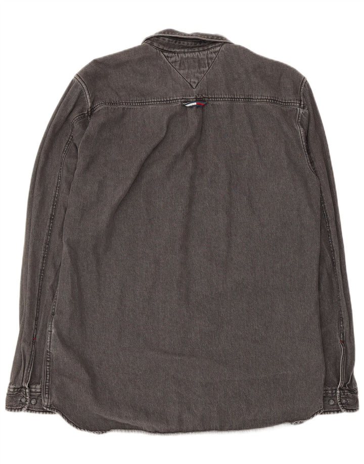 Tommy Hilfiger Mens Regular Fit Denim Shirt Large Grey Cotton