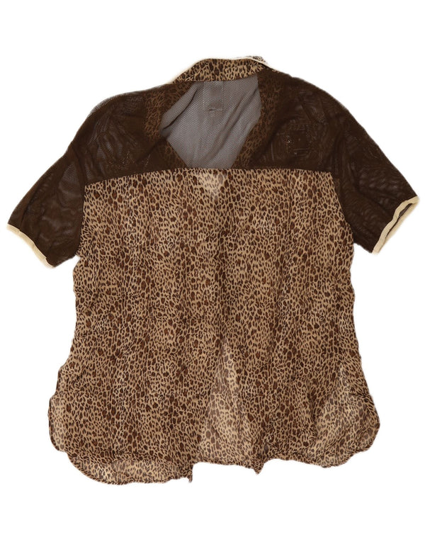 Maria Grazia Severi Womens Short Sleeve Shirt Blouse IT 42 Medium Brown