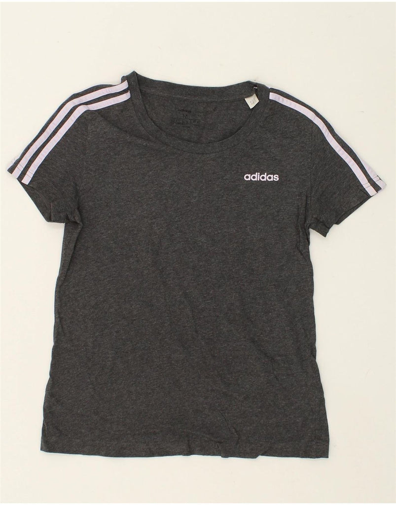 ADIDAS Womens T-Shirt Top UK 12 Medium Grey Flecked Cotton | Vintage Adidas | Thrift | Second-Hand Adidas | Used Clothing | Messina Hembry 