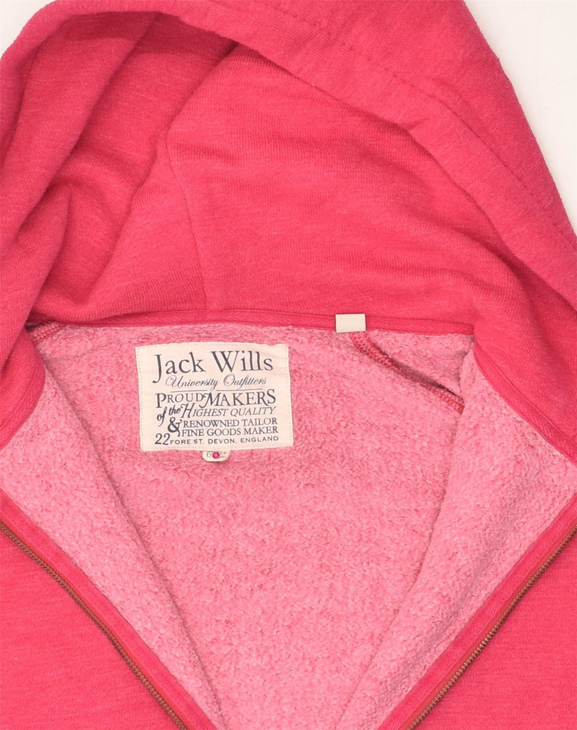 JACK WILLS Womens Zip Hoodie Sweater UK 14 Large Pink Cotton | Vintage Jack Wills | Thrift | Second-Hand Jack Wills | Used Clothing | Messina Hembry 