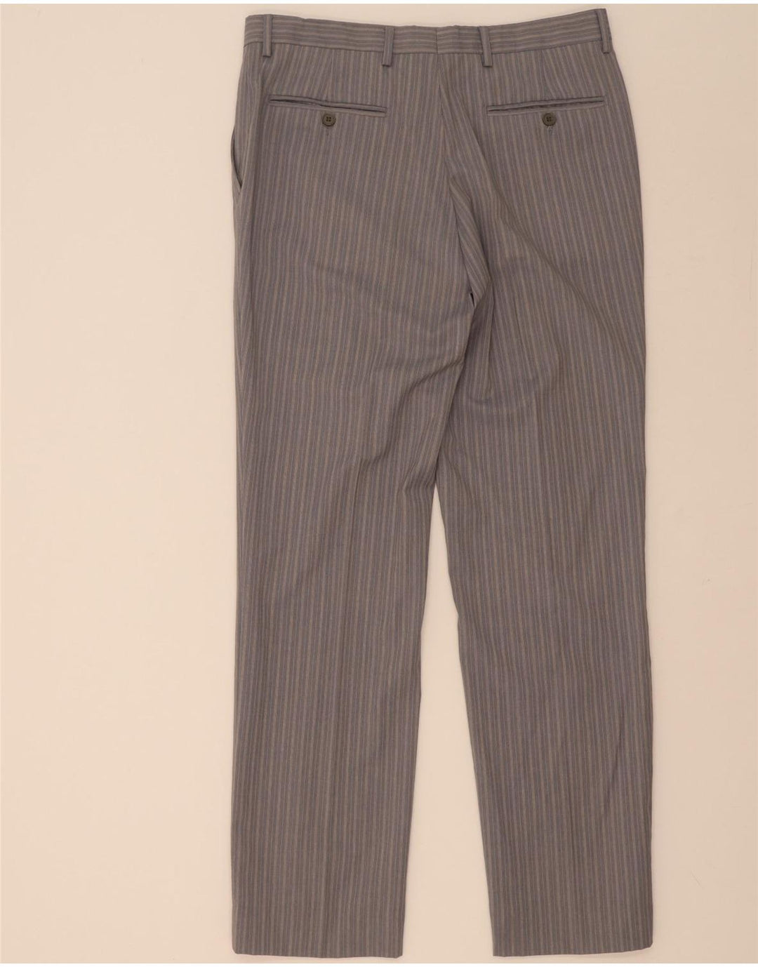 Ferre Mens 3 Button 2 Piece Suit IT 50 Large W34 L33 Grey Striped Viscose
