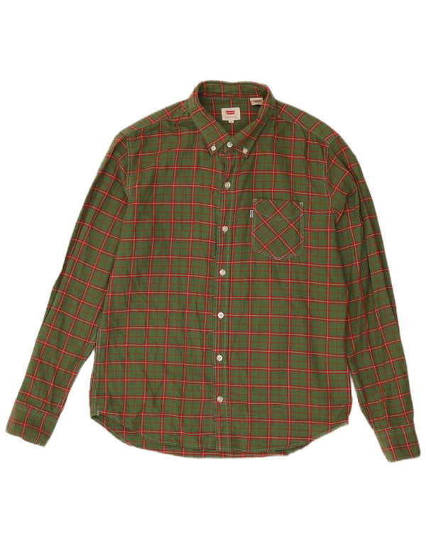 Levi's Mens Shirt Medium Green Check Cotton