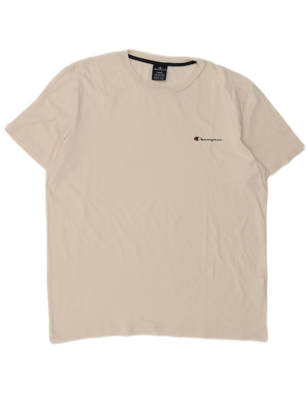 Champion Mens T-Shirt Top Large White Cotton