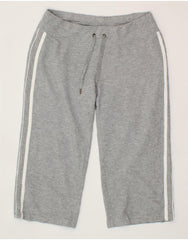 REEBOK Womens Capri Tracksuit Trousers UK 12 Medium Grey Cotton