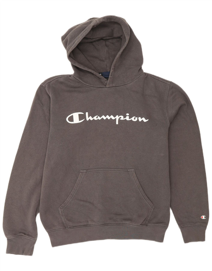 CHAMPION Mens Graphic Hoodie Jumper Medium Grey Cotton
