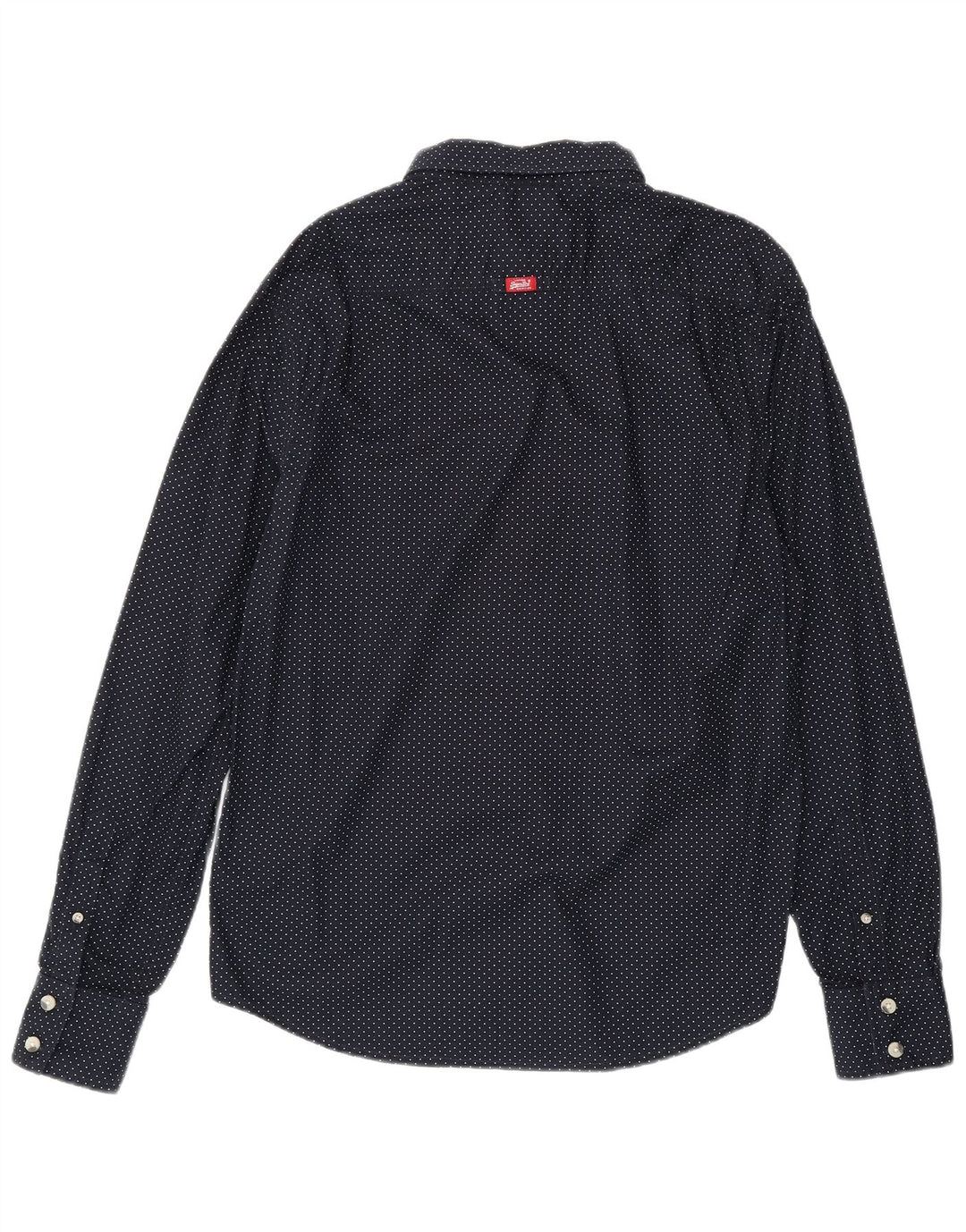 Superdry Mens Shirt XL Navy Blue Polka Dot Cotton