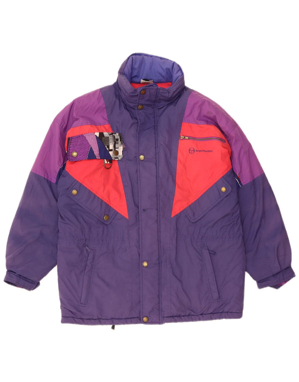 SERGIO TACCHINI Mens Hooded Ski Jacket UK 40 Large Navy Blue Colourblock