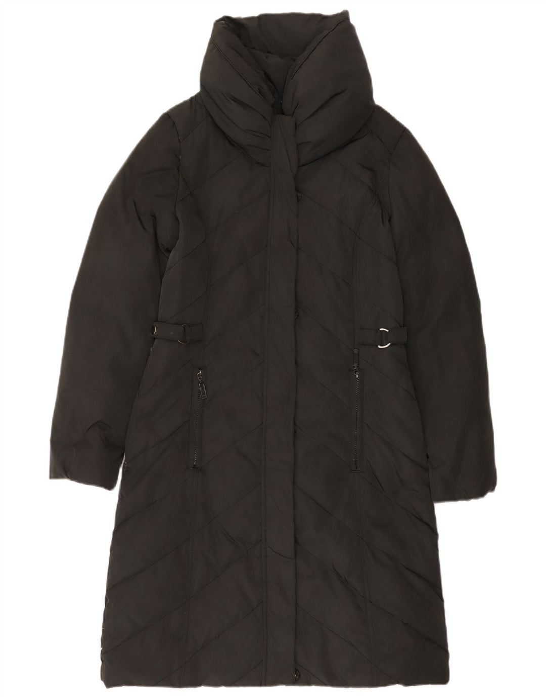 Monsoon Womens Longline Padded Coat UK 10 Small Black Polyester