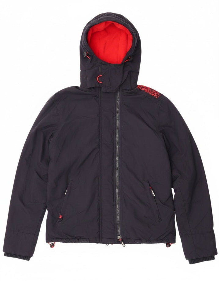 Superdry Womens Graphic Windbreaker Jacket UK 16 Large Navy Blue