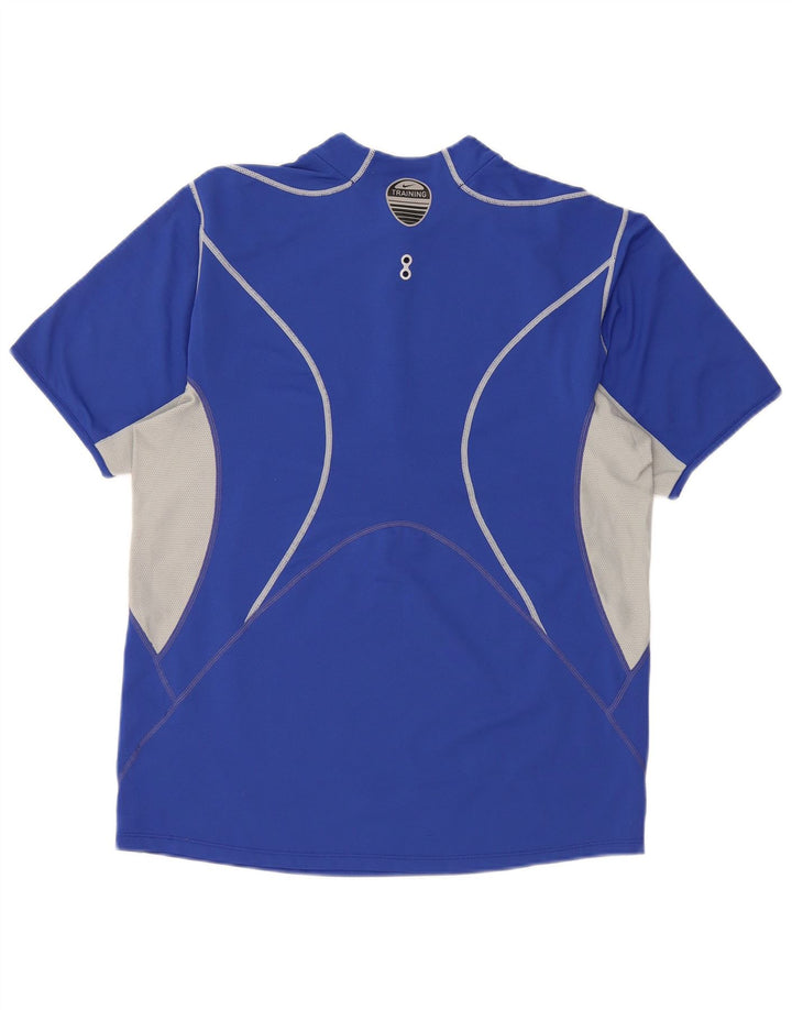 Nike Mens Zip Neck T-Shirt Top UK 39/41 Medium Blue Colourblock Polyester