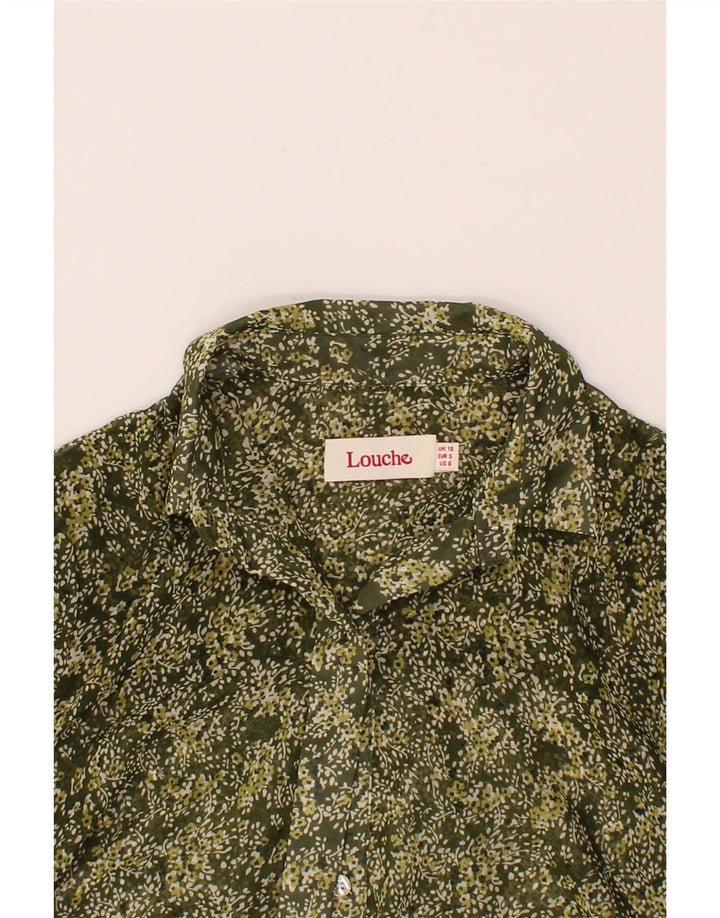 LOUCHE Womens See Through Shirt Blouse UK 10 Small Green Floral Polyester Vintage Louche and Second-Hand Louche from Messina Hembry 