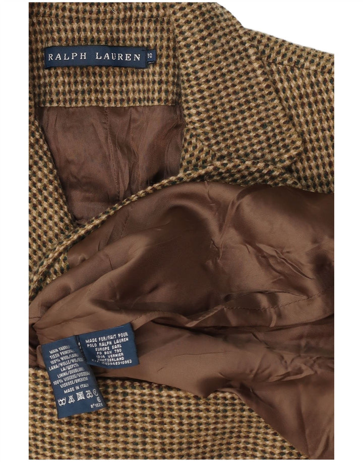 Ralph Lauren Womens 3 Button Blazer Jacket US 10 Large Khaki Wool