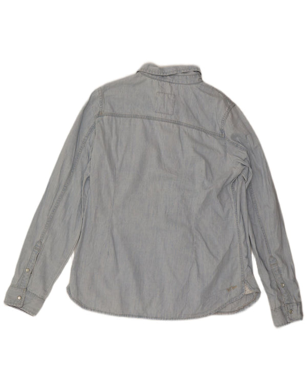 Fat Face Womens Denim Shirt UK 16 Large Blue Cotton