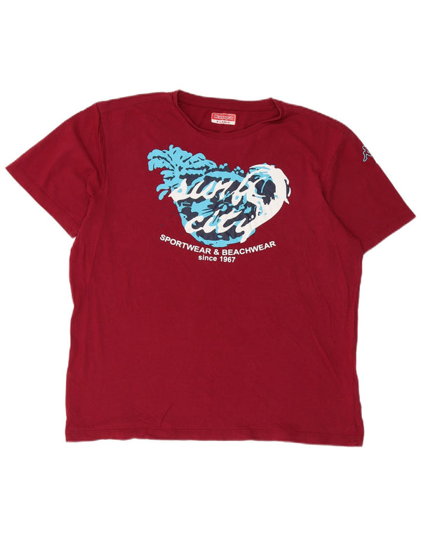 Kappa Womens Graphic T-Shirt Top XL Burgundy Cotton
