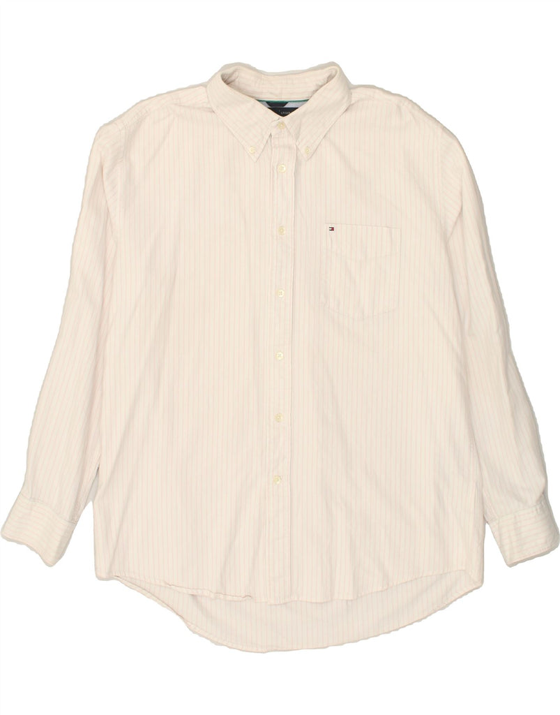 TOMMY HILFIGER Mens Shirt XL Off White Pinstripe Cotton | Vintage Tommy Hilfiger | Thrift | Second-Hand Tommy Hilfiger | Used Clothing | Messina Hembry 