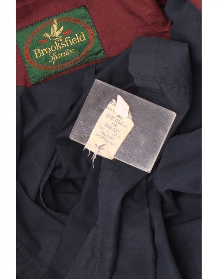 Brooksfield Mens Hooded Utility Jacket IT 50 Large Navy Blue Cotton