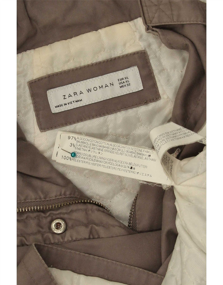 Zara Womens Military Jacket UK 18 XL Grey Cotton