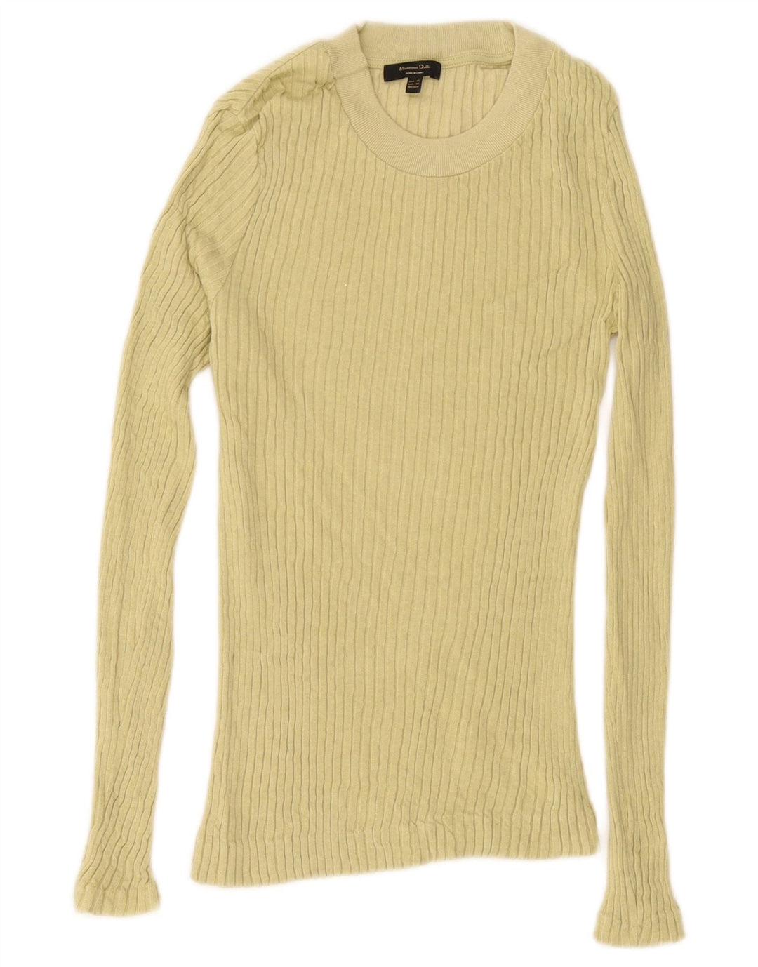 Massimo Dutti Mens Crew Neck Jumper Sweater XS Yellow Cotton