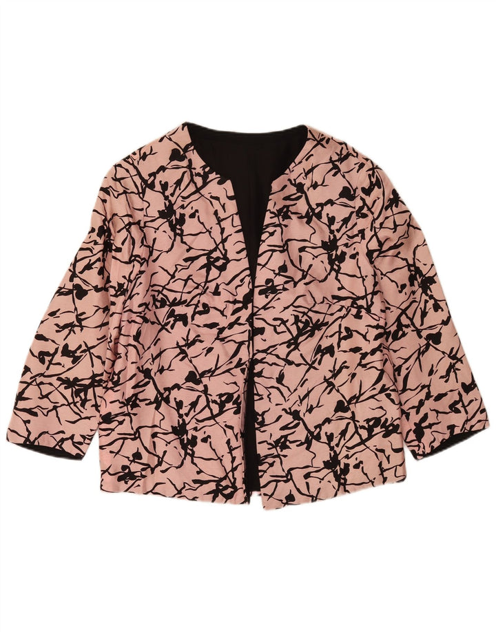 Vintage Womens Abstract Pattern 3/4 Sleeve Blazer Jacket UK 16 Large Pink