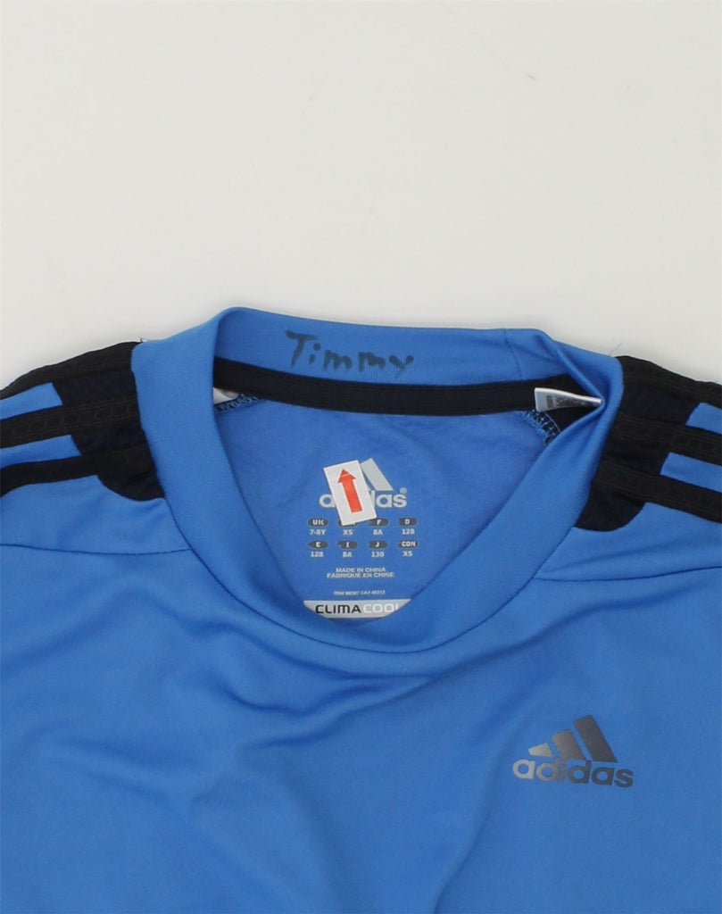 ADIDAS Boys Climacool T-Shirt Top 7-8 Years Blue Colourblock Polyester | Vintage Adidas | Thrift | Second-Hand Adidas | Used Clothing | Messina Hembry 