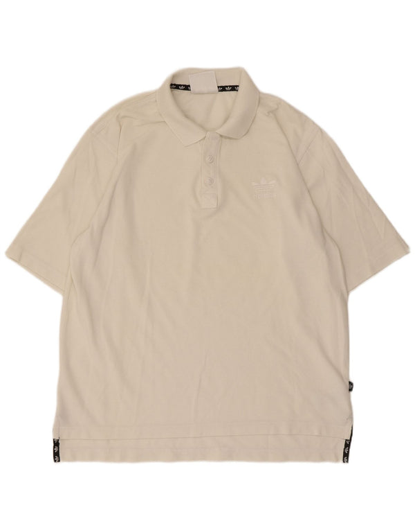 Adidas Mens Polo Shirt UK 42/44 Large Off White Cotton