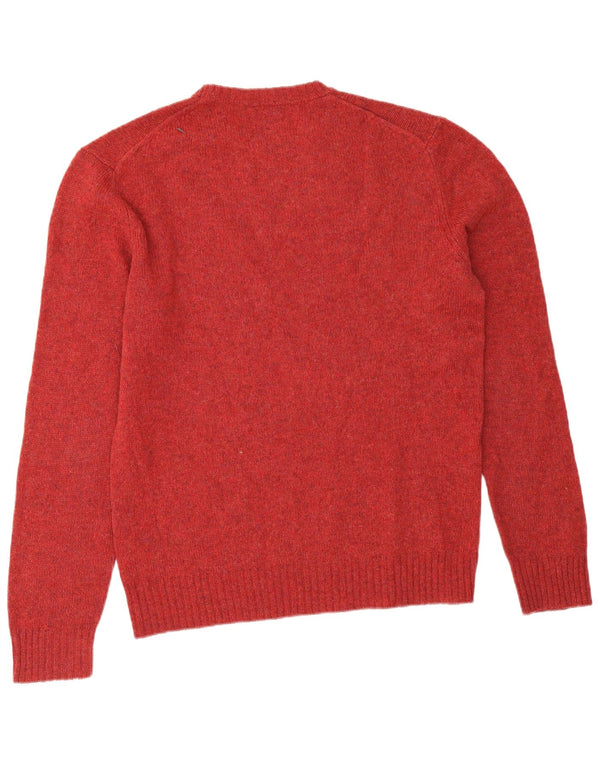 Benetton Mens Crew Neck Jumper Sweater 2XL Burgundy Flecked Virgin Wool