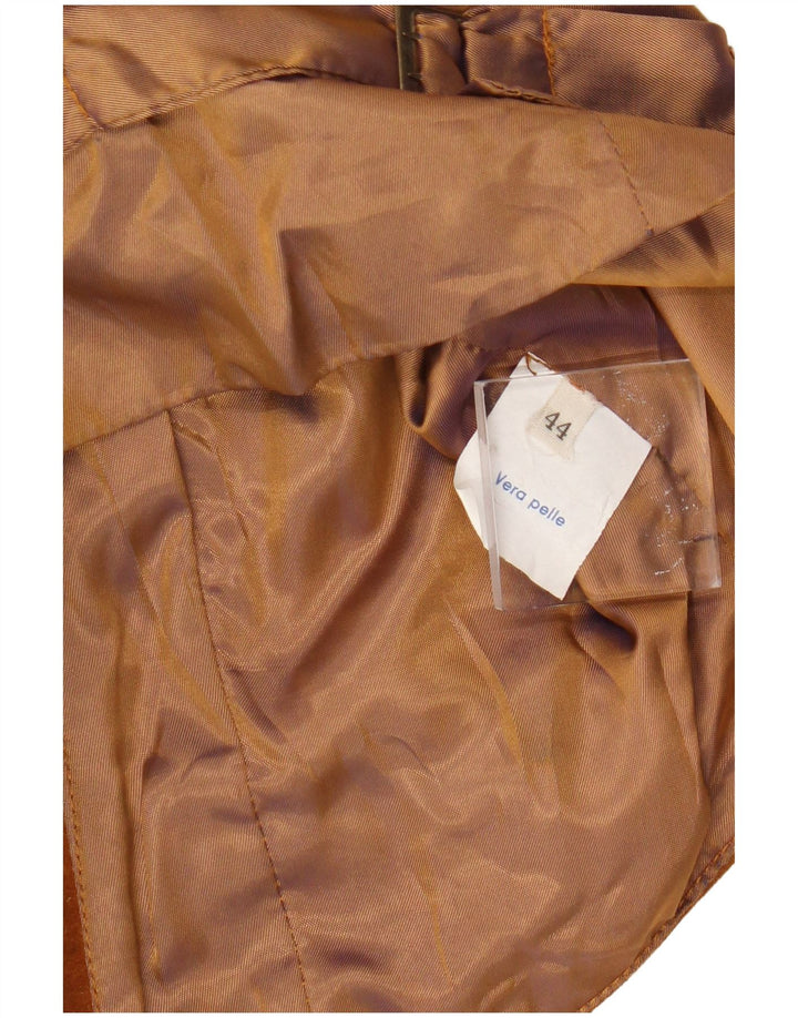 Vintage Womens Suede Waistcoat IT 44 Medium Brown Leather