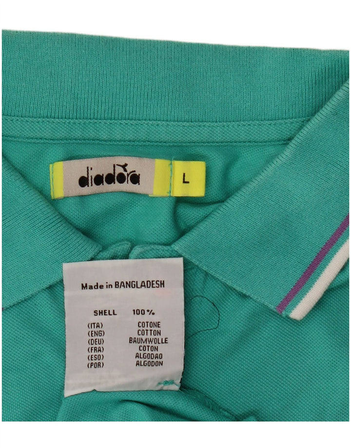 Diadora Mens Polo Shirt Large Turquoise Cotton