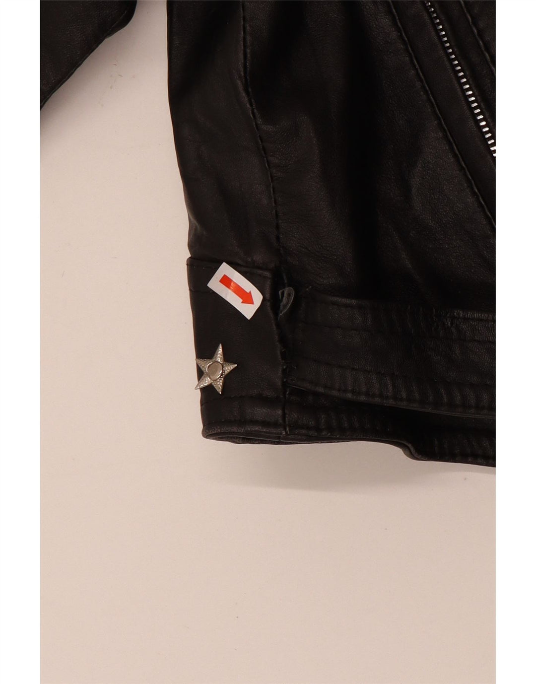 Vintage Womens Crop Leather Biker Jacket UK 12 Medium Black Leather