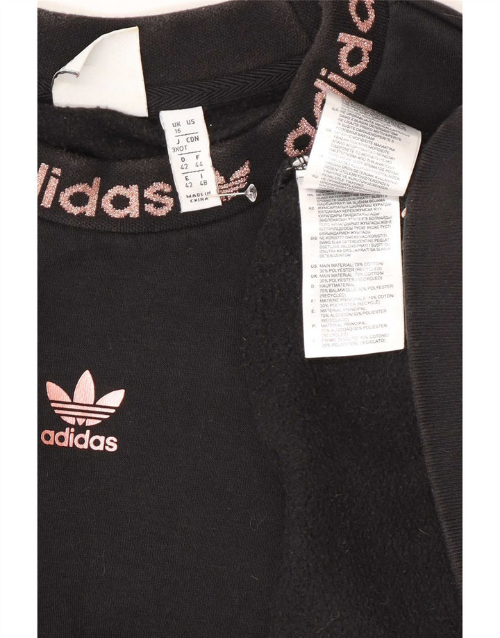 Adidas Womens Oversized Sweatshirt Jumper UK 16 Large Black Cotton