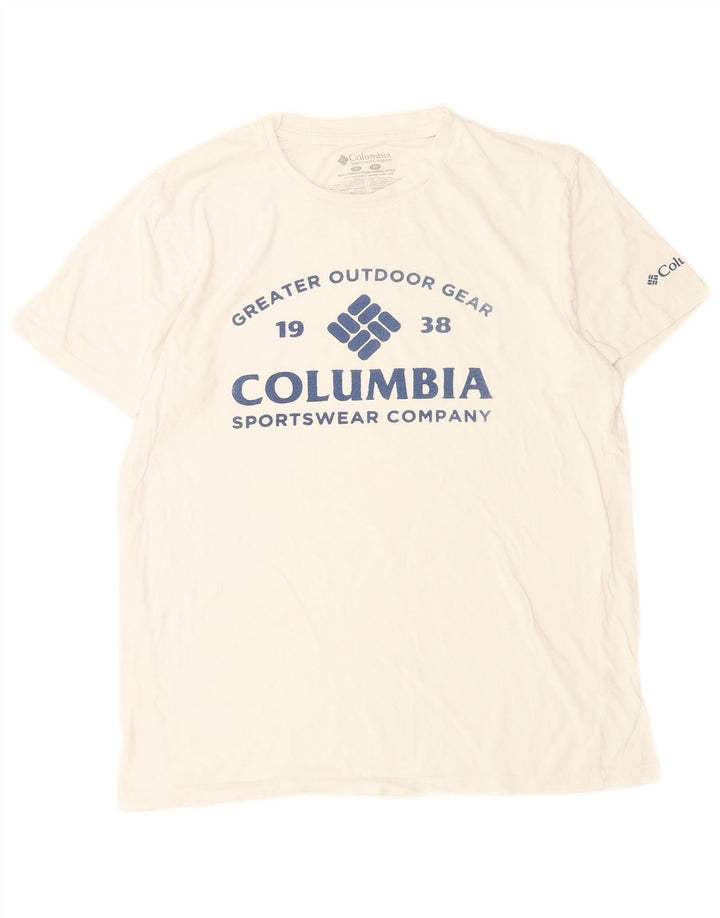 Columbia Mens Graphic T-Shirt Top Medium White Cotton
