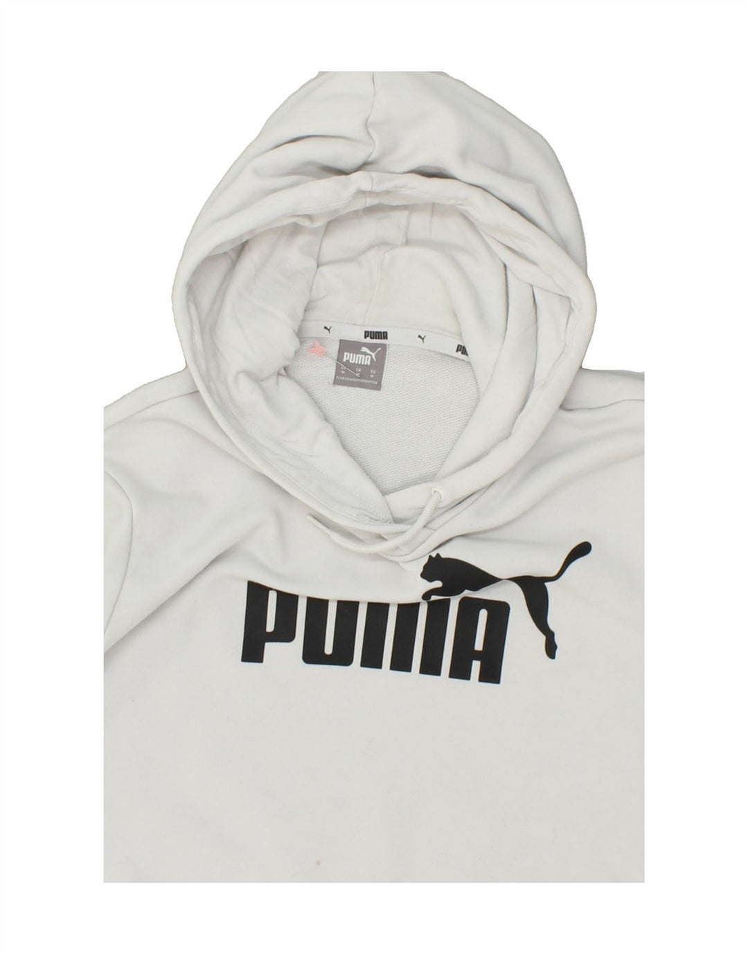 PUMA Womens Graphic Hoodie Jumper UK 14 Medium Grey Cotton | Vintage Puma | Thrift | Second-Hand Puma | Used Clothing | Messina Hembry 