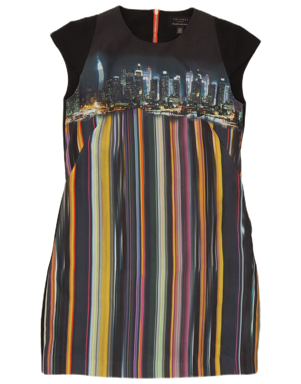 TED BAKER Womens Sleeveless Sheath Dress Size 1 XS Black Striped Polyester