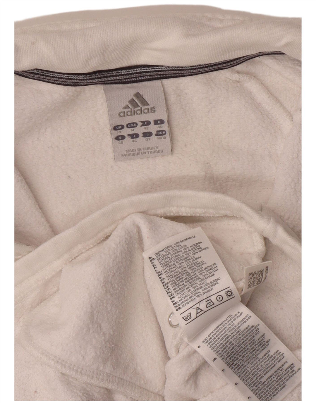 ADIDAS Womens Tracksuit Top Jacket UK 14 Large White Cotton