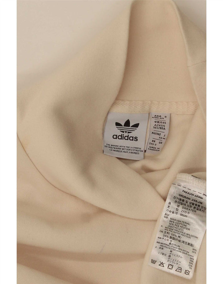 Adidas Womens Oversized Sweatshirt Jumper UK 2 2XS Beige Cotton