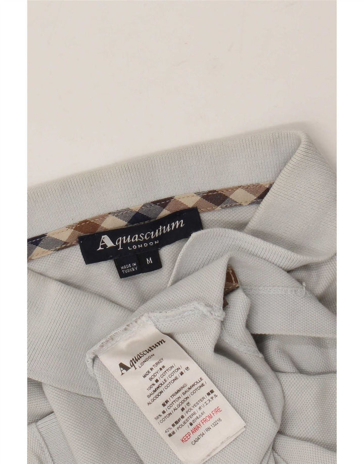 Aquascutum Mens Polo Shirt Medium Grey Cotton