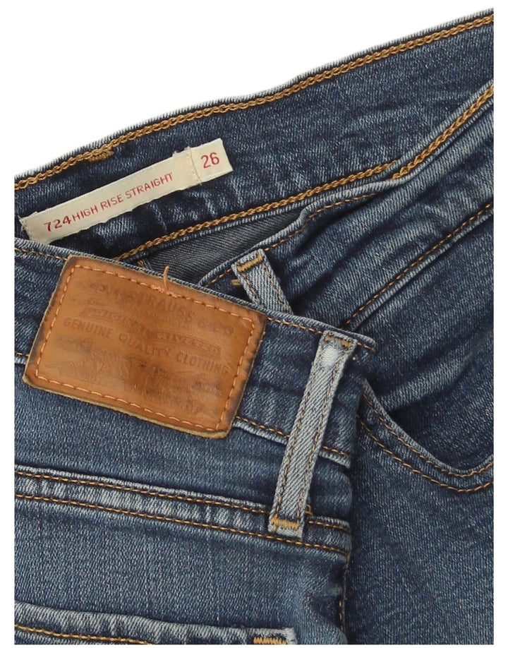 Levi's Womens 724 High Rise Straight Jeans W26 L32 Blue Lyocell