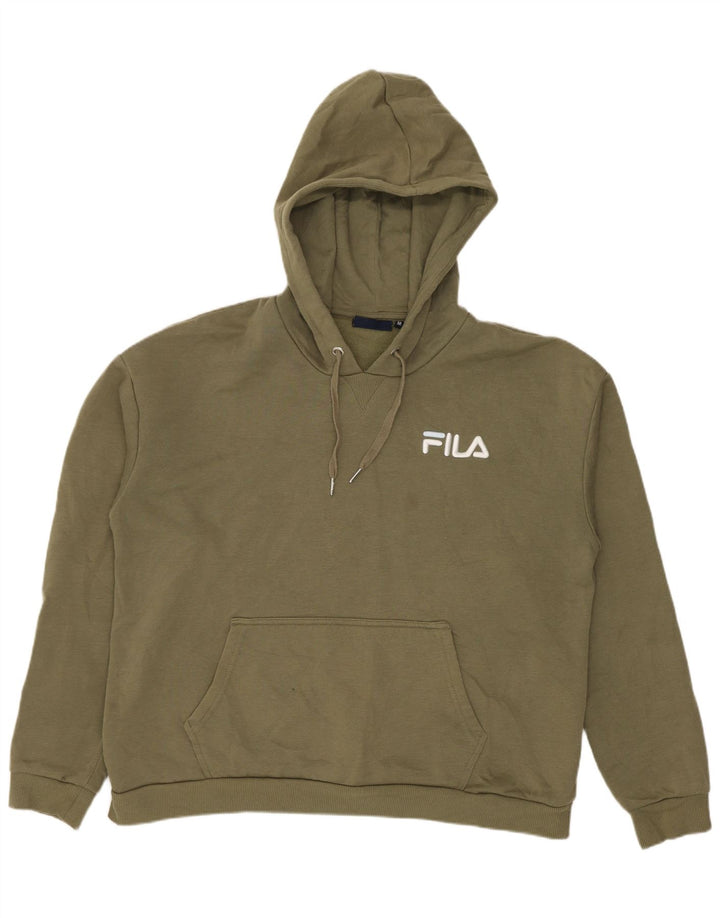 Fila Womens Oversized Hoodie Jumper UK 14 Medium Khaki Polyester