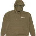 Fila Womens Oversized Hoodie Jumper UK 14 Medium Khaki Polyester